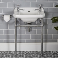 Lavabo sur pieds rétro – 51, 5 cm – Chromé - 2 trous – Richmond