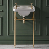 Lavabo sur pieds rétro – 51, 5 cm – Or satiné – 2 trous - Trop plein - Design rétro - Richmond - Hudson Reed