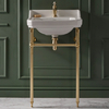 Lavabo sur pieds rétro – 56 cm – Or satiné – 1 trou - Trop plein - Design rétro - Richmond - Hudson Reed