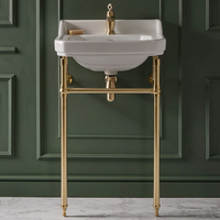 Lavabo sur pieds rétro – 56 cm – Or satiné – 1 trou - Trop plein - Design rétro - Richmond - Hudson Reed