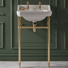 Lavabo sur pieds rétro – 56 cm – Or satiné – 2 trous - Trop plein - Design rétro - Richmond - Hudson Reed