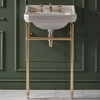 Lavabo sur pieds rétro – 56 cm – Or satiné – 3 trous - Trop plein - Design rétro - Richmond - Hudson Reed