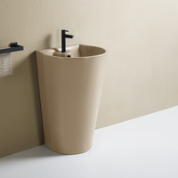 Lavabo totem - 1 trou - 53, 5 x 48 cm - Beige - Design moderne minimaliste - Elements - Hudson Reed