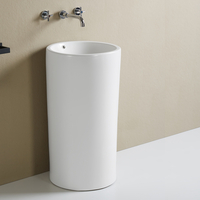 Lavabo totem - Sans trou - 46 x 44, 5 cm - Blanc - Design moderne minimaliste - Elements - Hudson Reed
