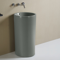 Lavabo totem - Sans trou - 46 x 44, 5 cm - Gris - Design moderne minimaliste - Elements - Hudson Reed