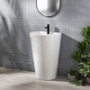 Lavabo totem arrondi - 53, 5 x 48 cm - 1 trou - Blanc - Moderne Sol - Hudson Reed