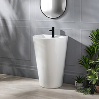 Lavabo totem arrondi - 53, 5 x 48 cm - 1 trou - Blanc - Moderne Sol - Hudson Reed