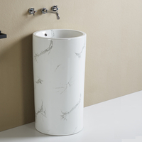 Lavabo totem effet marbre - Sans trou - 46 cm x 44, 5 cm - Design moderne - Alswear - Hudson Reed