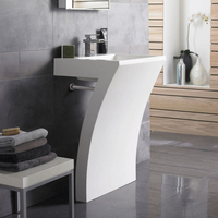 Lavabo Totem Moderne - Semi Mural - Résine Colonne Design - Hudson Reed