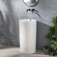 Lavabo totem rond - 46 x 44, 5 cm - Colonne moderne - Blanc - Hudson Reed