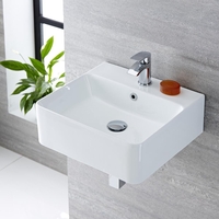 Lave-main suspendu moderne – Blanc – 46 cm x 42 cm (1 trou) - Exton