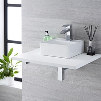 Lave-mains à poser carré - Vasque lavabo compact WC - 28 cm - Hudson Reed