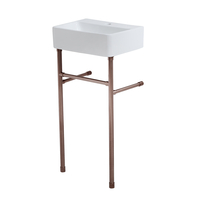 Lave-mains sur pieds - Salle de Bain & WC - 40 x 30 cm - Porte Serviettes - Cuivre satiné - Hudson Reed