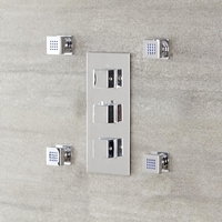 Lot 4 Buses Hydromassantes Design Carré Moderne Laiton Massif Chromé