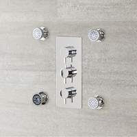 Lot de 4 Buses Hydromassantes Rondes Orientables Laiton Massif Chromé