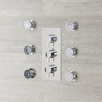 Lot de 6 Buses Hydromassantes Rondes Orientables Laiton Massif Chromé