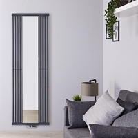 Lublin - Radiateur Vertical Design Gris Pierre Avec Miroir 170cm x 64cm