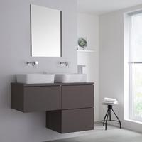 Meuble double vasque suspendu avec vasques à poser – Gris – 120 cm - Newington