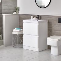 Meuble-lavabo blanc – 60 cm – Plan vasque en résine - Daxon