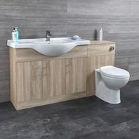 Meuble-lavabo et meuble WC avec cuvette et réservoir – 154 cm – Classic Oak