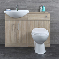 Meuble-lavabo et meuble WC avec cuvette et réservoir – Effet chêne – 114 cm – Classic Oak