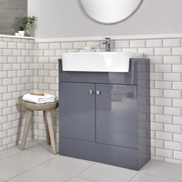 Meuble-lavabo gris – 67 cm – Lavabo en céramique - Atticus