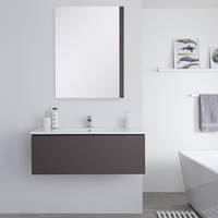 Meuble lavabo suspendu avec lavabo – Gris mat – 100 cm - Newington