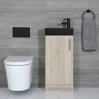 Meuble lave-mains à poser – Effet chêne & Noir – 40 cm – Cluo