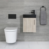 Meuble lave-mains suspendu – Effet chêne & Noir – 40 cm – Cluo