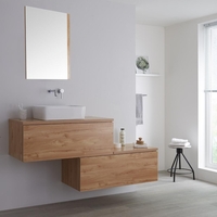 Meuble pour vasque à poser - Effet chêne doré - 160 cm - Newington