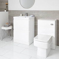 Meuble sous lavabo 60 cm et meuble WC avec WC à poser – Blanc - Daxon