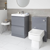Meuble sous lavabo 60 cm et meuble WC avec WC à poser – Gris - Daxon
