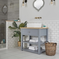 Meuble sous lavabo avec vasque carrée – 84 cm – Gris clair - Stratford