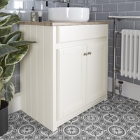 Meuble sous lavabo et vasque à poser – 80 cm – Ivoire – Charlton