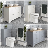 Meuble sous lavabo rétro avec vasque et ensemble WC à poser – 120 cm – Thornton