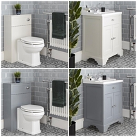 Meuble sous lavabo rétro et ensemble WC à poser – 63 cm – Thornton