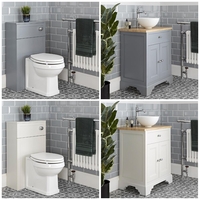 Meuble sous lavabo rétro et ensemble WC à poser – 64, 5 cm – Thornton