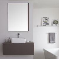Meuble sous lavabo suspendu avec vasque à poser – Gris mat – 100 cm – Newington