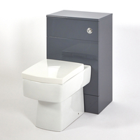 Meuble WC à poser moderne – Gris – Avec cuvette WC à poser,  réservoir et abattant à fermeture douce - Atticus
