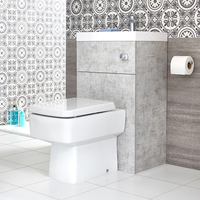 Meuble WC avec cuvette cubique et lave-main – Gris béton – 50 cm x 89 cm – Cluo