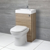 Meuble WC avec cuvette et lave-main – Effet chêne – 50 cm x 89 cm – Cluo