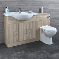 Meuble WC avec cuvette et réservoir et meuble-lavabo – Effet chêne – 134 cm – Classic Oak