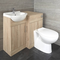 Meuble WC avec cuvette et réservoir et meuble-lavabo – Effet chêne – 94 cm – Classic Oak