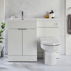 Meuble WC rond Covelly et lavabo - Blanc - Gauche - 110, 5 cm - Poignées invisibles chromées - Design moderne - Cluo - Hudson Reed