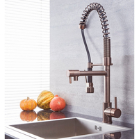 Mitigeur cuisine moderne avec bec pivotant et douchette extractible - Bronze huilé - Como