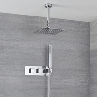Mitigeur de douche thermostatique avec inverseur avec douchette et pommeau plafonnier – 2 fonctions – Kubix