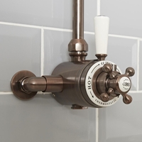 Mitigeur de douche thermostatique exposé à double commandes – Bronze huilé - Elizabeth