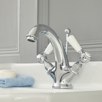 Mitigeur Lavabo Rétro à Levier – Chromé et Blanc - Elizabeth
