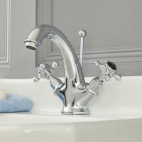 Mitigeur Lavabo Rétro à Poignées en Croisillons – Chromé et Noir - Elizabeth