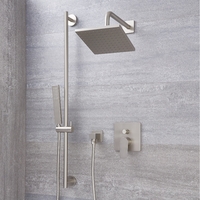 Mitigeur Mécanique - Pommeau 20x20cm & Douchette sur rampe - Harting Nickel Brossé